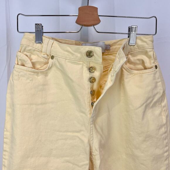 HOUSE OF SUNNY Size 4 Button Fly Cropped Jeans Cotton Denim Yellow Straight - Picture 5 of 9